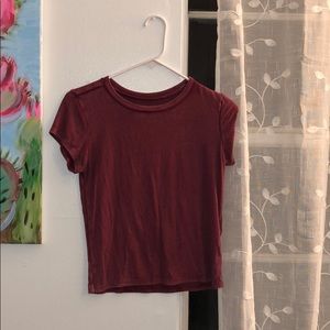 burgundy t-shirt
